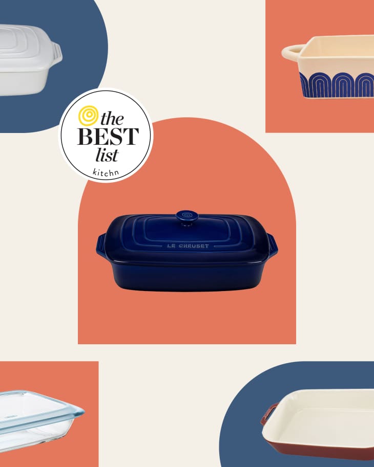 A graphic featuring casserole dishes from different brands.