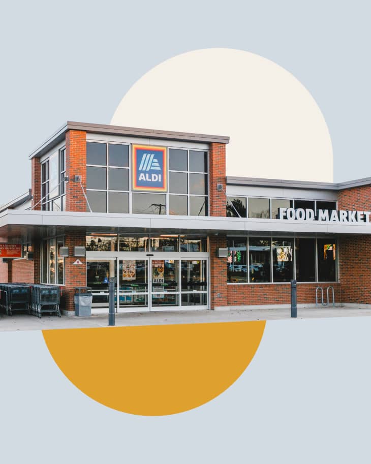 Aldi storefront with graphic shapes