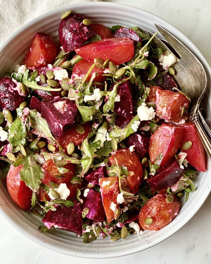 Photograph of roasted beet salad.