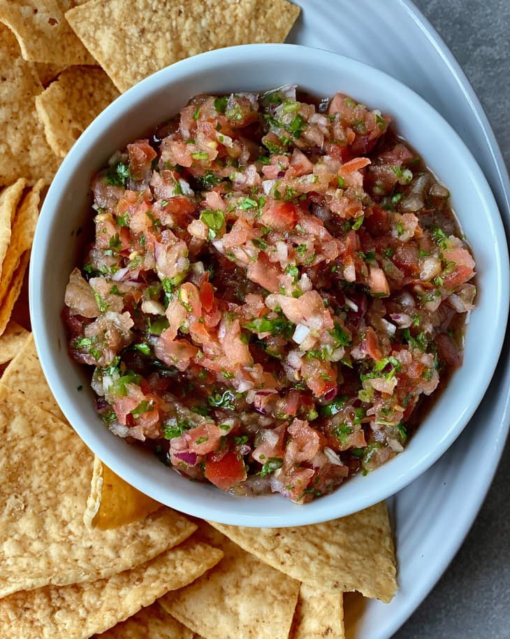 Salsa in a bowl with chips