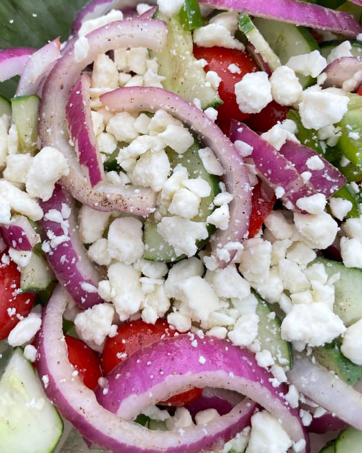 Close up of Greek lady salad