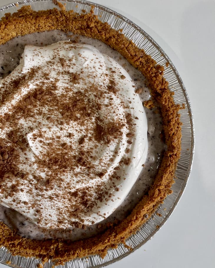 A pie with breadcrumb crust.