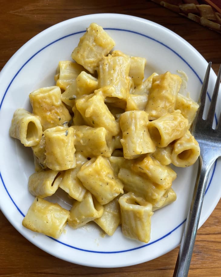 Trader Joe's Butternut Squash Mac and Cheese on plate
