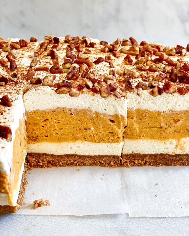 No-Bake Pumpkin Delight on display.