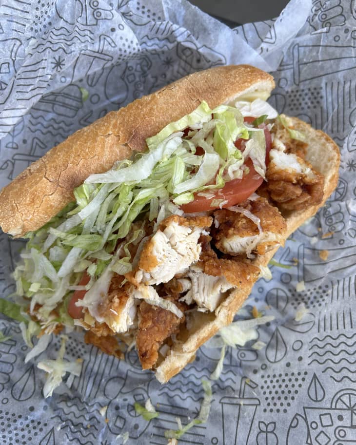 Publix chicken tender sub sandwich on paper wrap