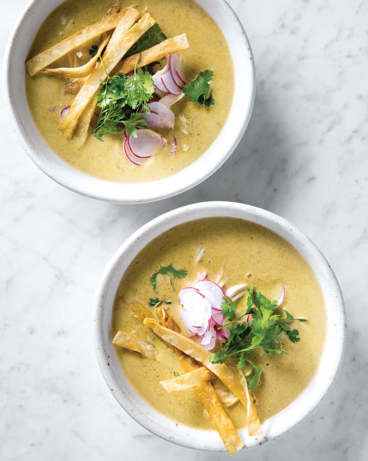 two bowls of chicken poblano soup