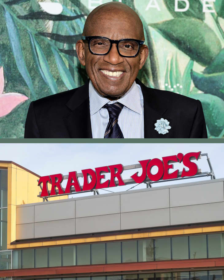2 photos: top is Al Roker, bottom, trader joe's storefront