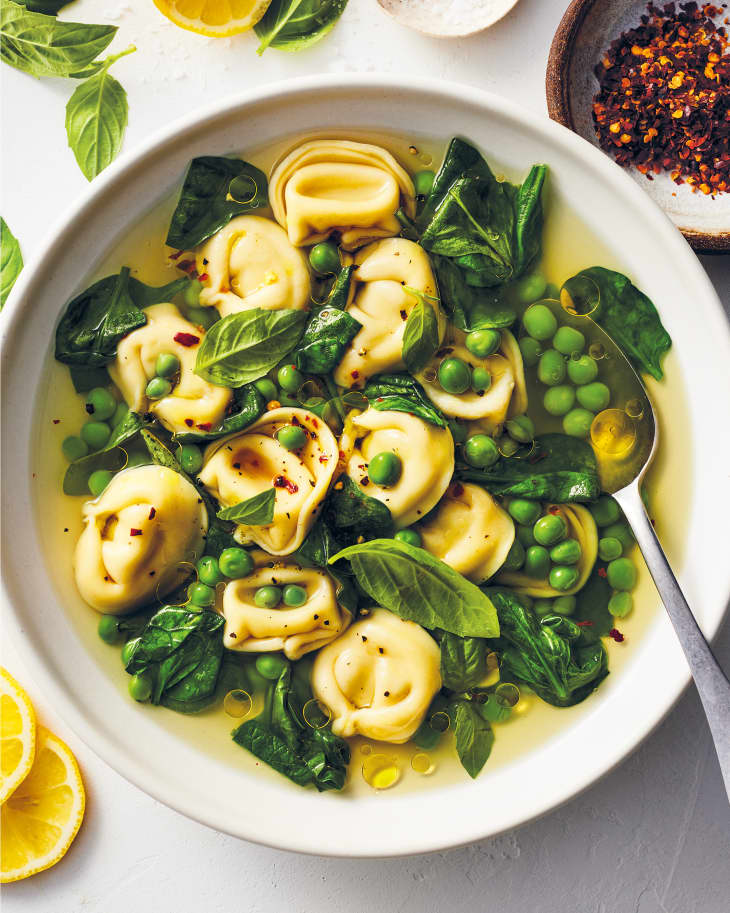 Tortellini soup from From Love &amp; Lemons Simple Feel Good Food © 2023 by Jeanine Donofrio. Excerpted by permission of Avery, an imprint of Penguin Random House LLC. Photography by Jeanine Donofrio. All rights reserved.