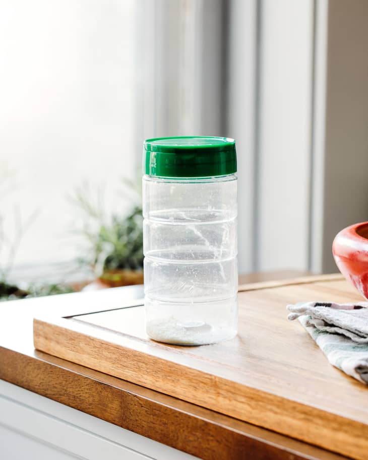 Empty parmesan container