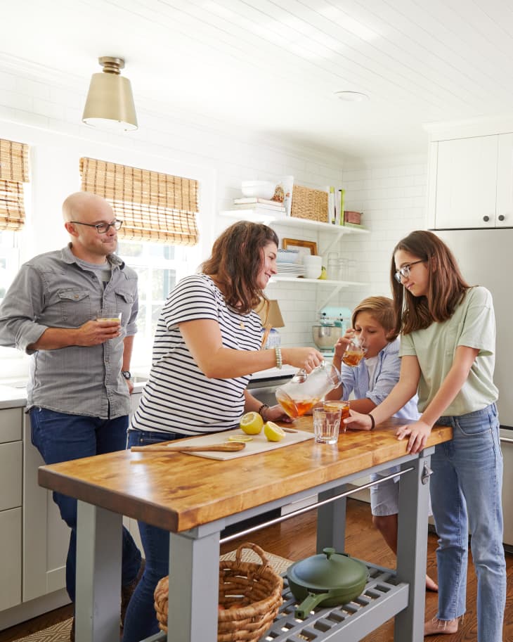 Erin Burke and family in kitchen.