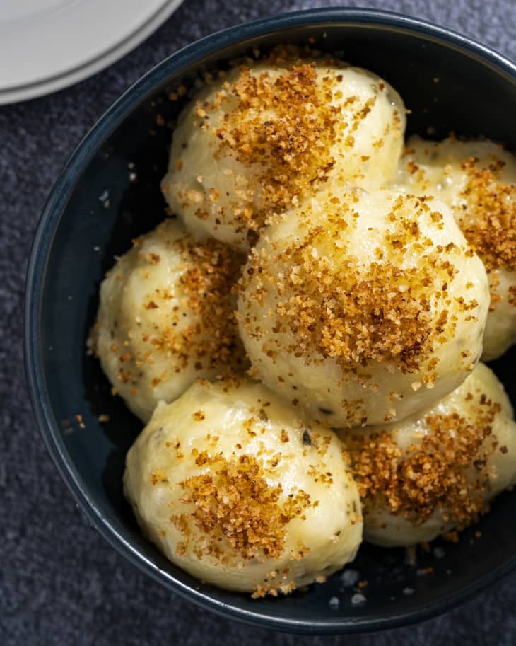 Cheesy One Pot Beef and Potatoes - Serving Dumplings