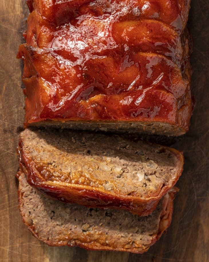 meatloaf with a glazed bacon top