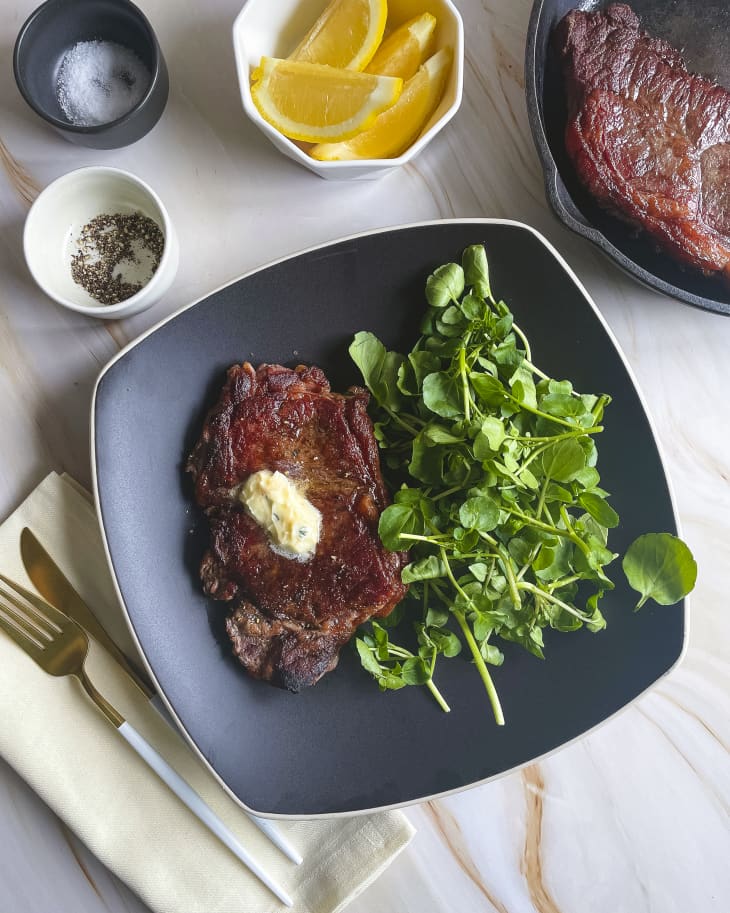 Pan Fried Lemon Garlic Rib Eye Steaks - Recipe Girl