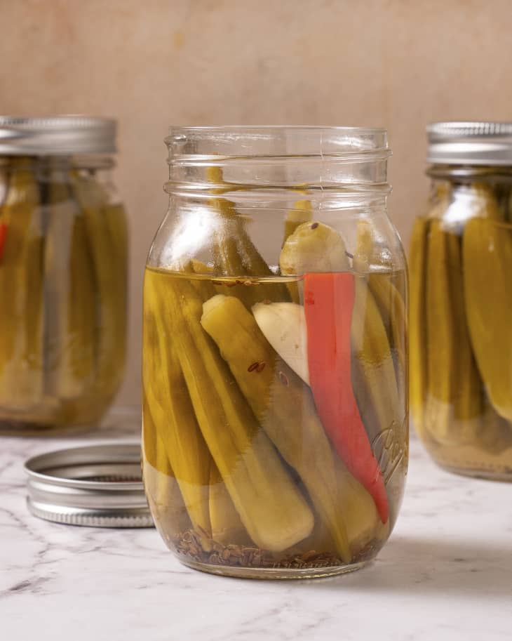 pickled Okra in ball jars