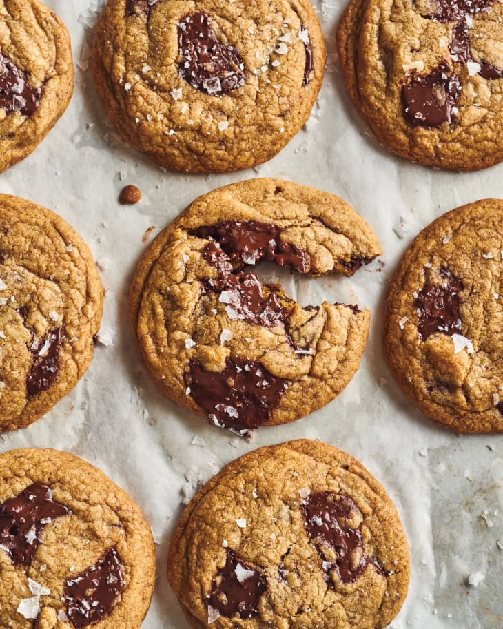 coffee chocolate chip cookies on a baking sheet