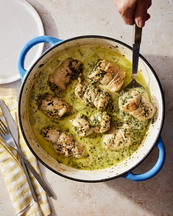 chicken rollups in a pot