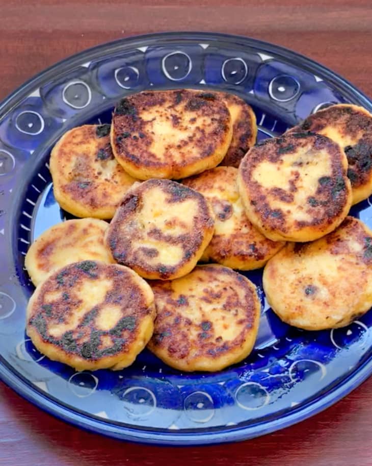 Photo of Russian cheese pancakes to go along with Gabriella Gershenson's Secret Family Recipe video.