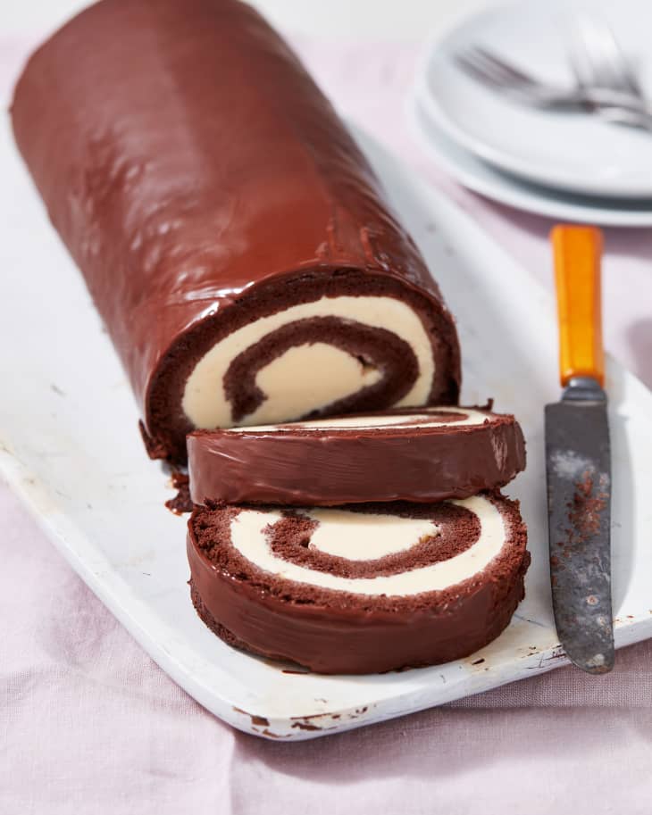 Mint Chocolate Chip Ice Cream Cake Roll