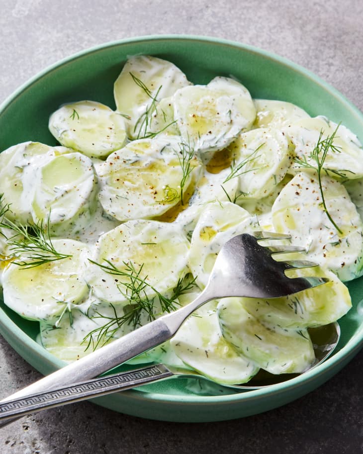 Mizeria salad in bowl.