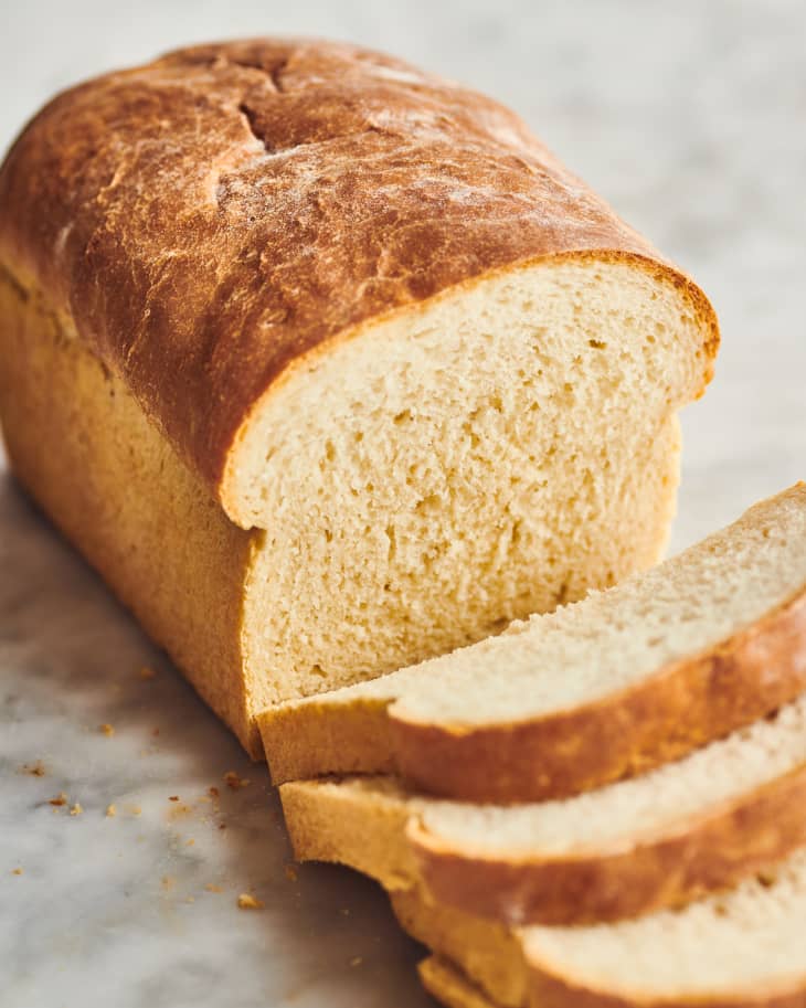 sliced pullman loaf on table
