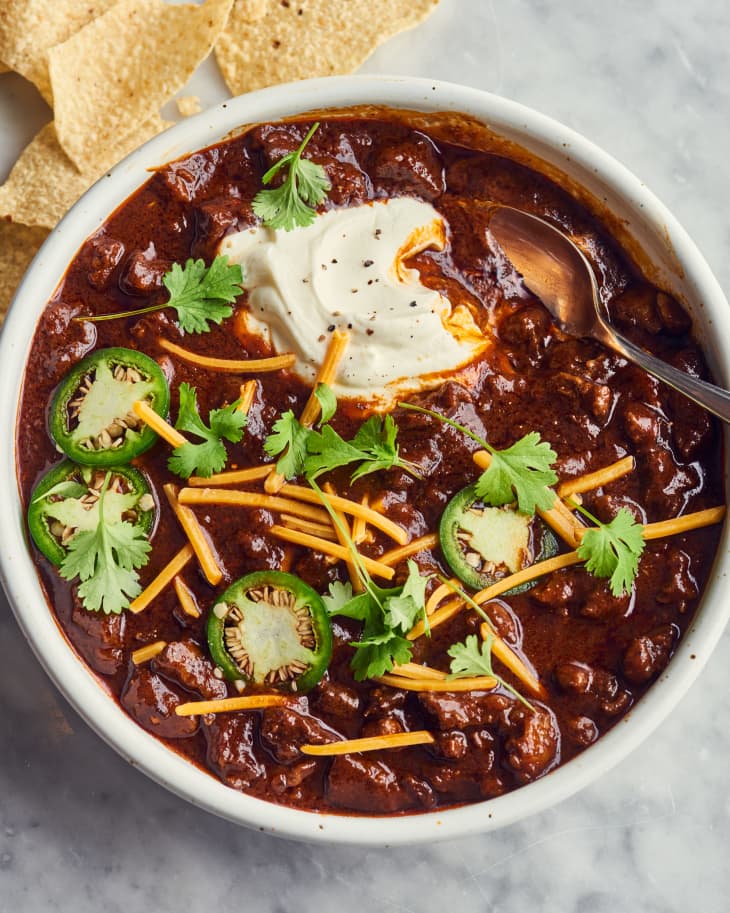 texas chili in bowl