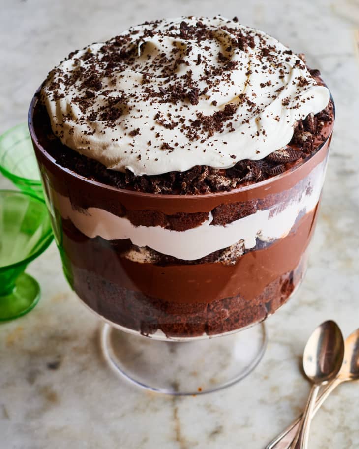 chocolate trifle in a trifle glass