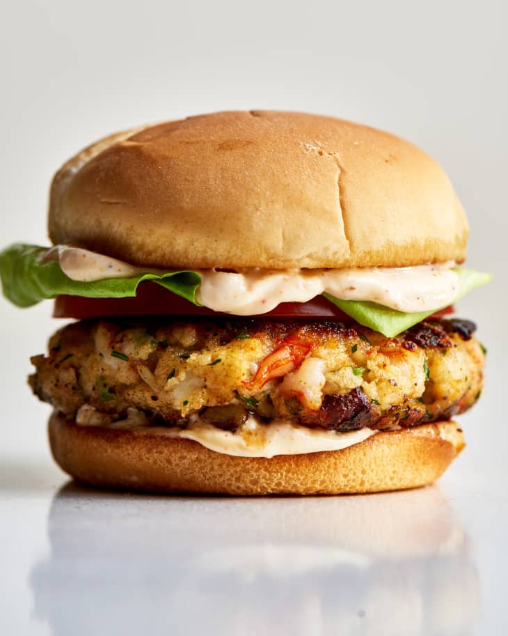 hero shot of shrimp burger