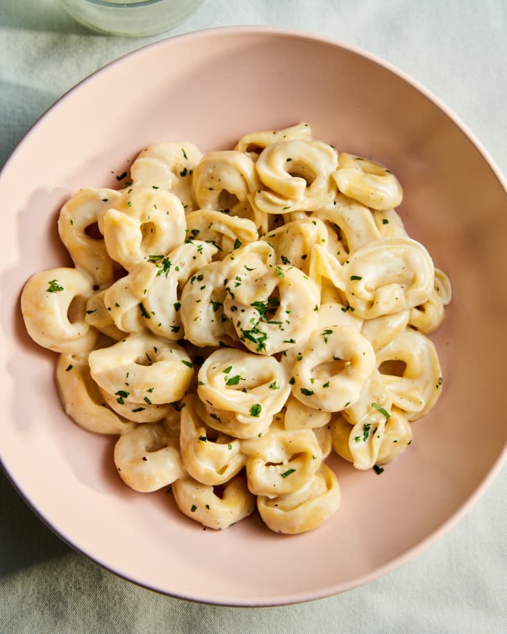 Tortellini alfredo in a bowl