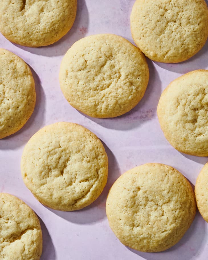 Tea cakes on purple cloth