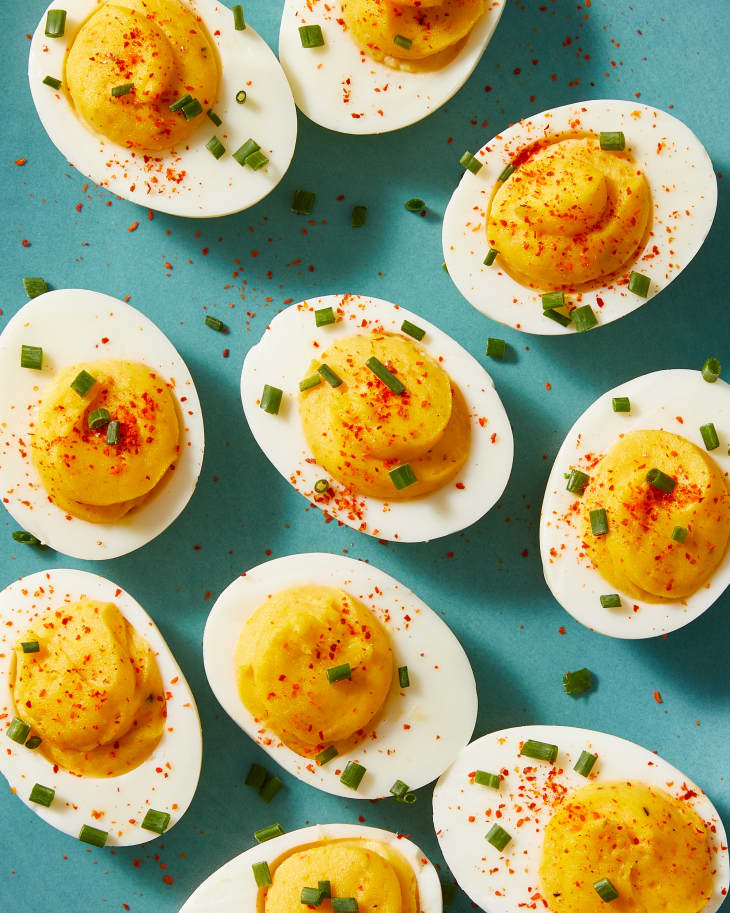 deviled eggs on a platter