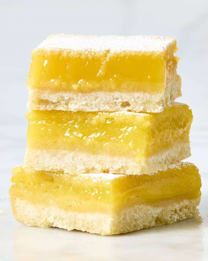 stack of three lemon bar slices.