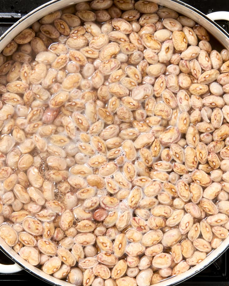 overhead shot of beans being soaked