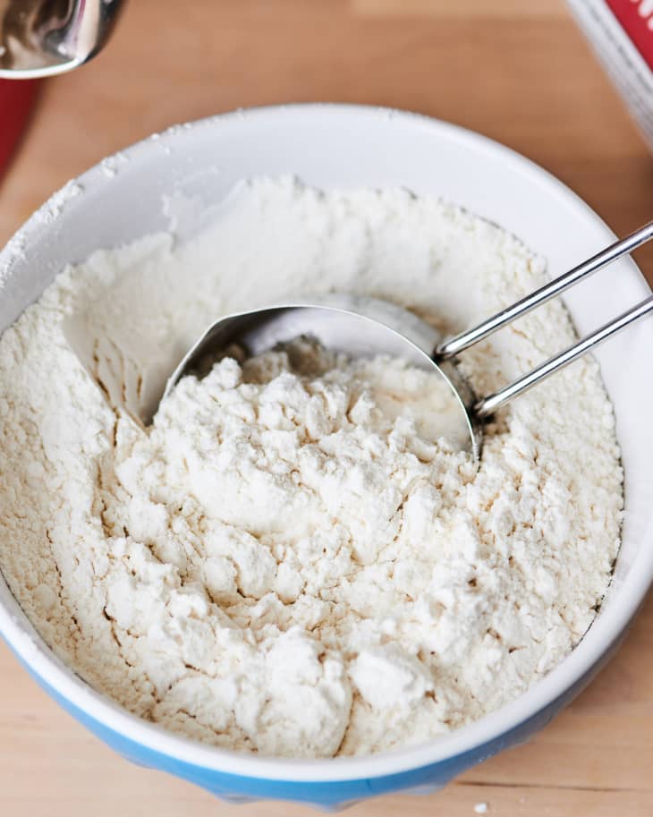 Flour in mixing bowl
