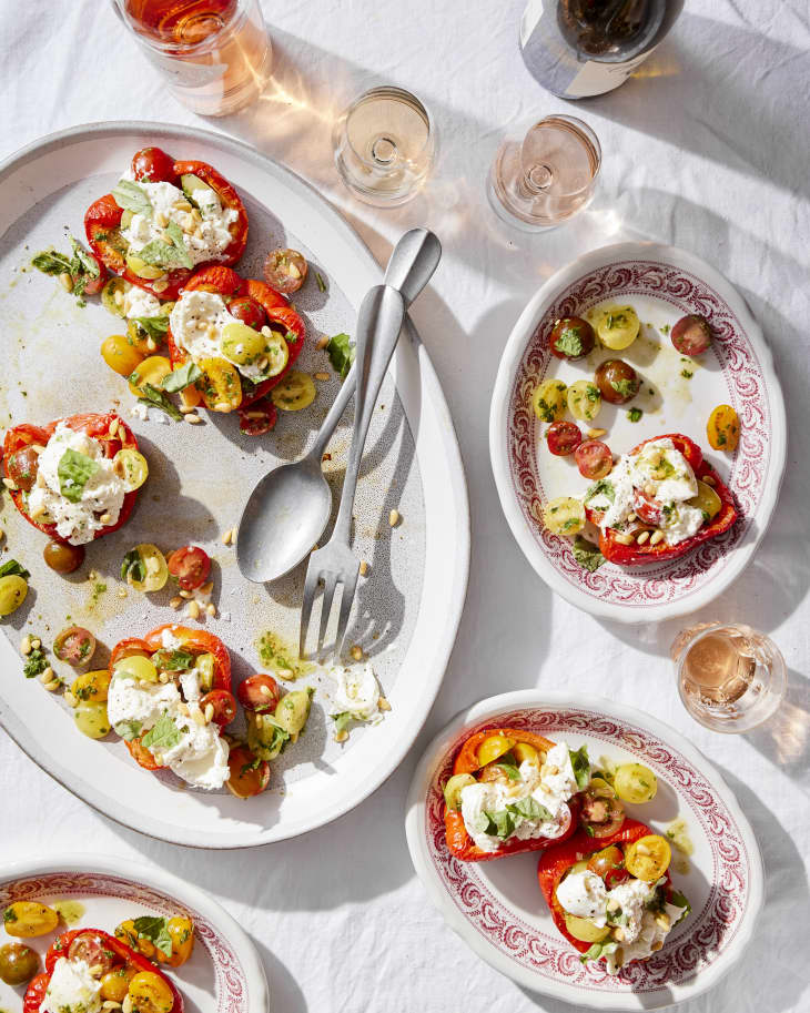 caprese stuffed peppers on a plate