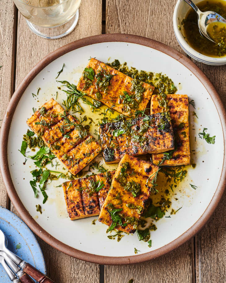 grilled tofu on a plate