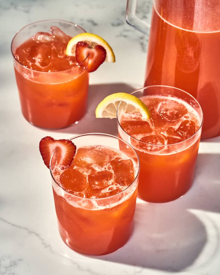 strawberry lemonade in glasses