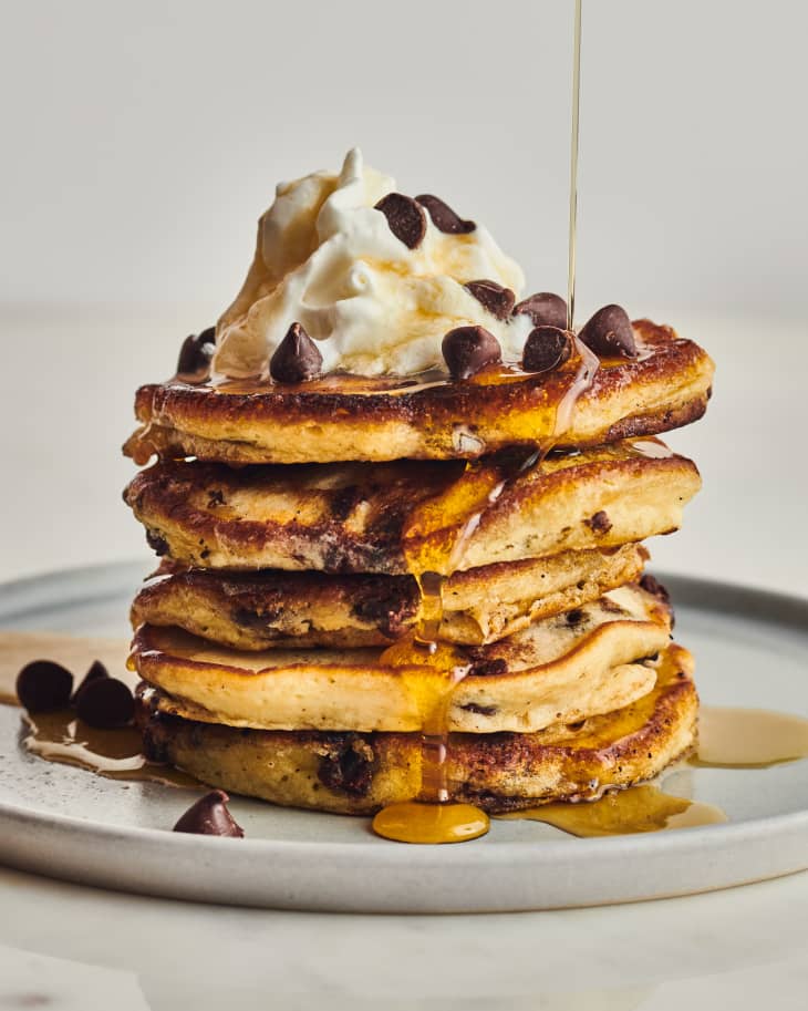 stack of chocolate chip pancakes
