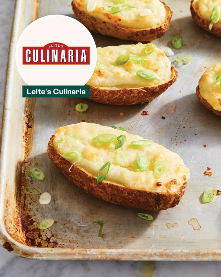 Leite's Culinaria's twice-baked potatoes on a baking sheet