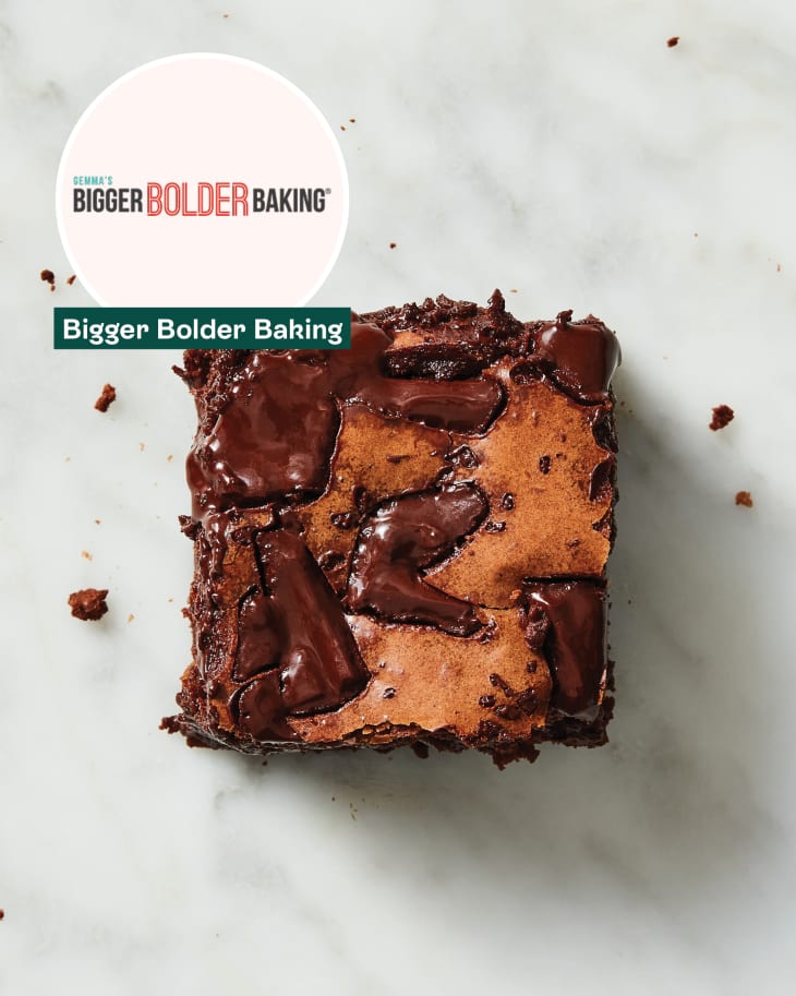 Overhead photo of a brownie made with Bigger Bolder Baking's recipe.