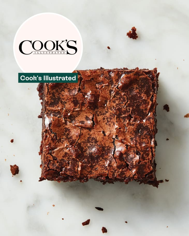 Overhead photo of a brownie made with Cook's Illustrated's recipe.