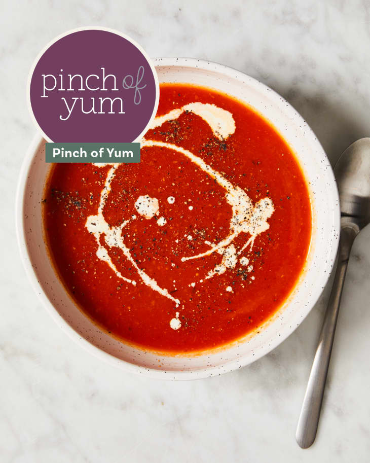 Tomato soup by Pinch of Yum in a bowl