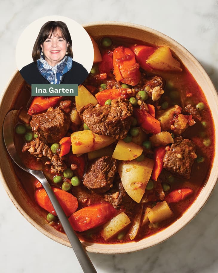 Ina Garten beef stew recipe in a bowl
