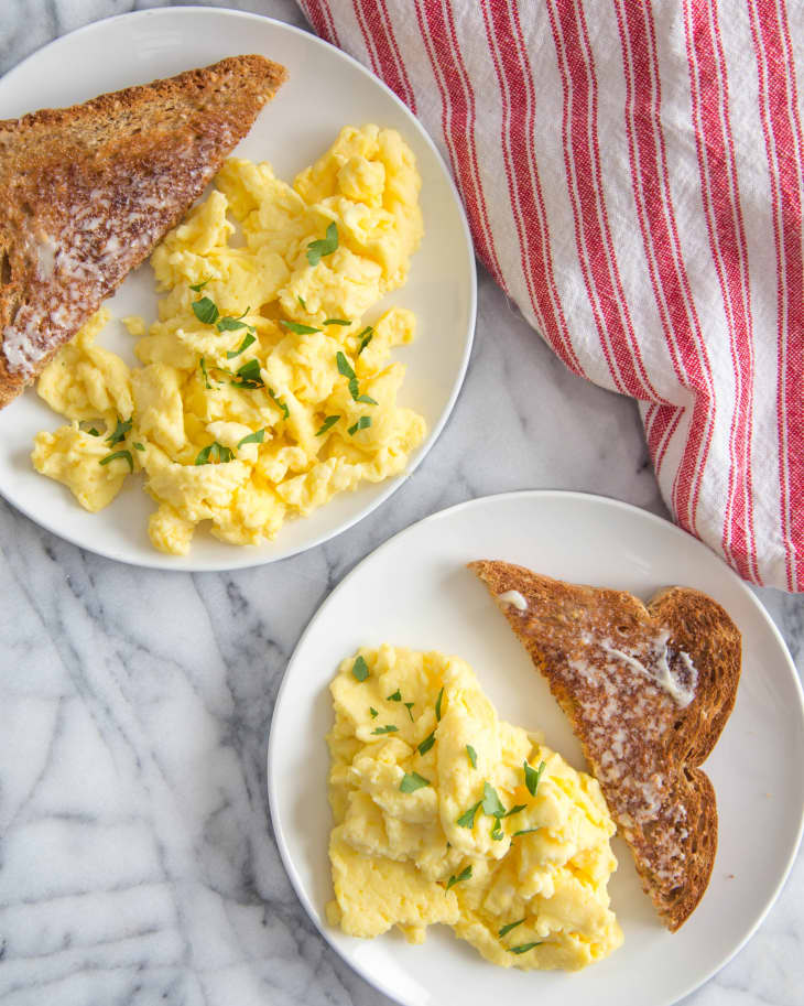 Buttery Microwave Scrambled Eggs for Two Recipe - Breakfast.