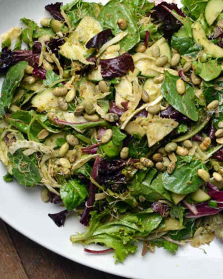 crisp and green dressings Recipe: Salad with Sprouts & Miso-Lemon Dressing crisp and green acai bowls