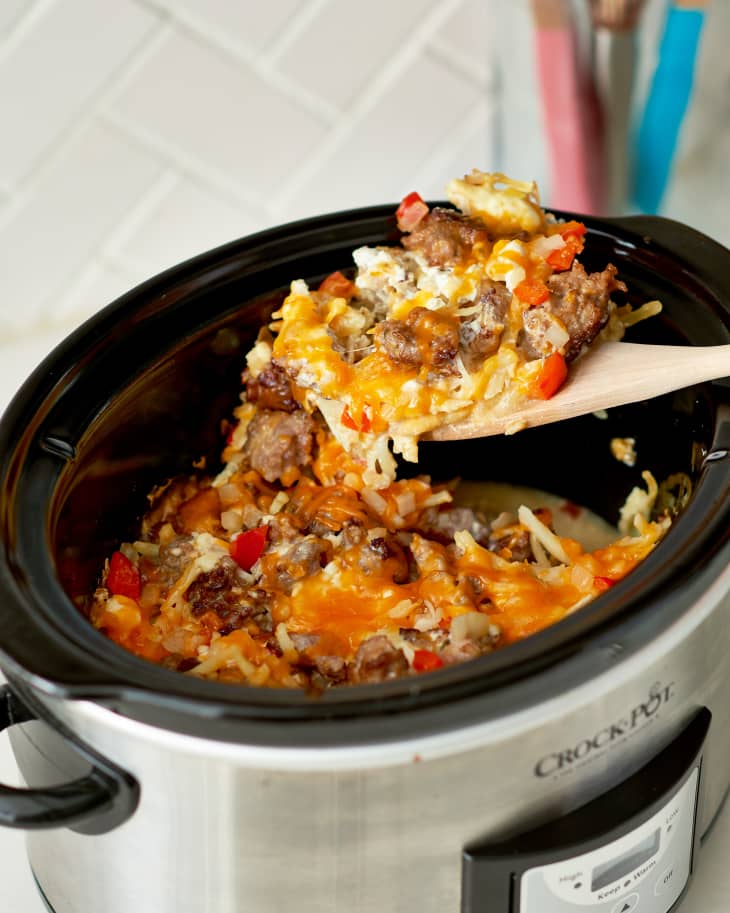 Slow Cooker Scrambled Eggs + VIDEO - Fit Slow Cooker Queen