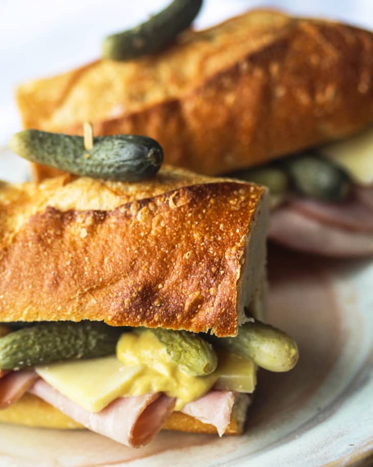 French ham and cheese baguette