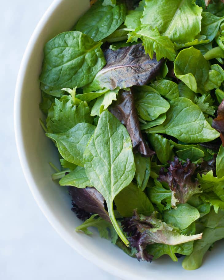 Mixed salad greens in a bowl