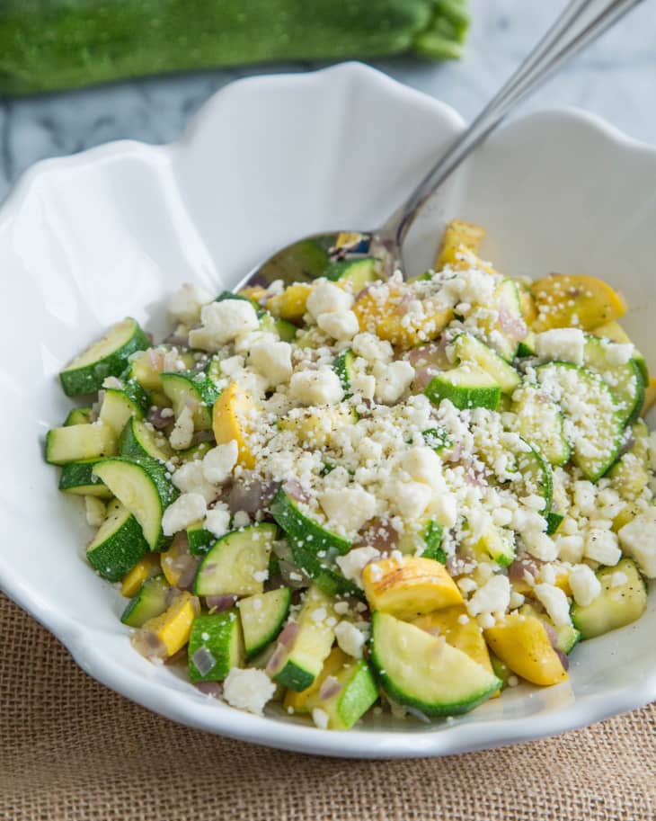 Sautéed Zucchini and Squash with Thyme and Feta