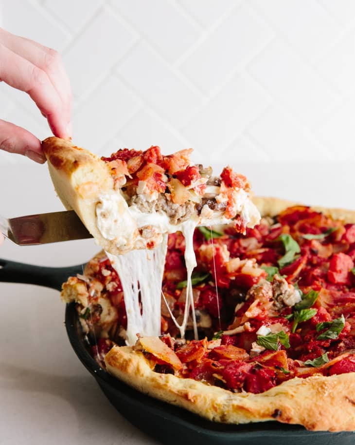 Stuffed Deep Dish Pizza - Familystyle Food