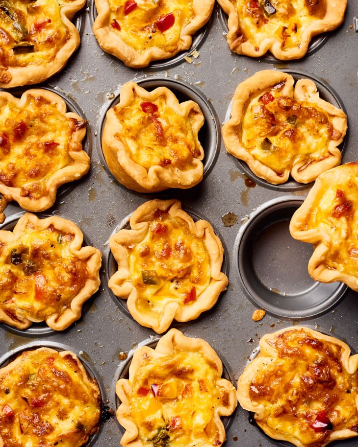 Mini quiche baked in a small muffin pan